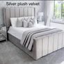 Ottoman Winged Panel Plush Velvet Upholstered Bed Frame Double & King Size Bed Image 10