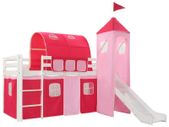 Children Loft Bed Frame with Slide Ladder Pinewood 208x230 cm