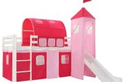 Children Loft Bed Frame with Slide Ladder Pinewood 208x230 cm