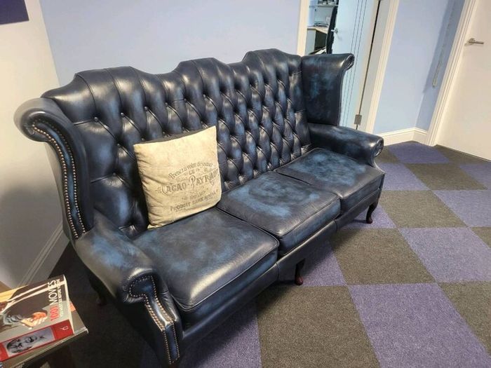 Chesterfield sofa ,armchair and footstool