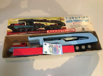 Tin Friction car transporter + 9 tin Frictions cars Made in Japan by SSS International