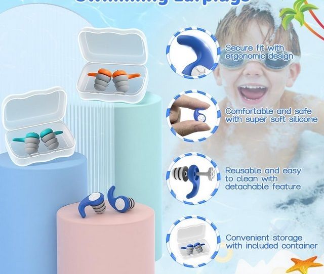 Waterproof Swimming Ear Plugs for Kids (6-14 Years Old) - 3 Pairs