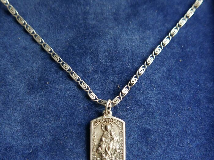 Vintage Catholic Pendant on Sterling Silver 925 Necklace length 20" - 4,6g