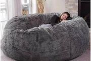 Bean Bag Chair for Adult Living Room Furniture Big Round Soft Fluffy Faux Fur BeanBag (No Padding) Lazy Sofa Bed Cover(Color:Grey,Size:5.5ft)