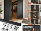 8ft Double Sliding Door Hardware Kit Aluminium Track System for Wardrobe Closet Interior Doors