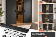 8ft Double Sliding Door Hardware Kit Aluminium Track System for Wardrobe Closet Interior Doors