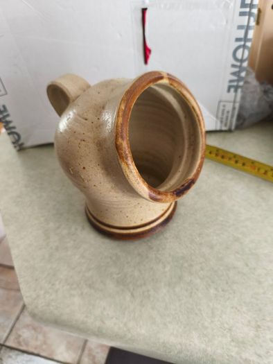 Irish stoneware pottery, salt cellar storage jar signed SJ.
