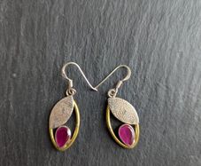 Silver earrings with gemstone