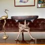 Unique Vintage Wooden African Tribal Art Decor Hand made bowl on Tripod folding Stand Image 2
