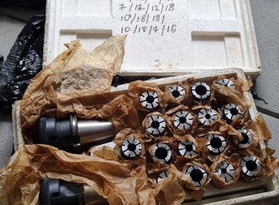 USSR NOS ISO40 Collet Chuck Set with Collets  2 ISO40 Tool Holders