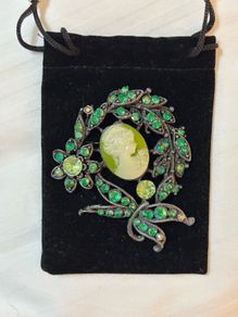 Brooch - Vintage Cameo and Crystal