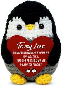 Handmade Crochet Penguin Gift Cute Romantic Present for Him or Her, Boyfriend, Girlfriend, Husband, Wife I Love You Anniversary, Birthday, Wedding, or Easter Gift for Couples