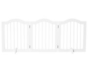 3 Panels Dog Gate w/ Support Feet Fence Safety Barrier Freestanding Wood White