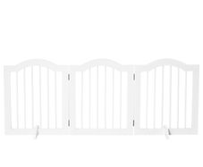3 Panels Dog Gate w/ Support Feet Fence Safety Barrier Freestanding Wood White