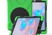 For Samsung Galaxy Tab S6 360 Degree Rotation PC + Silicone Protective Case with Holder &amp; Hand-strap Light Green