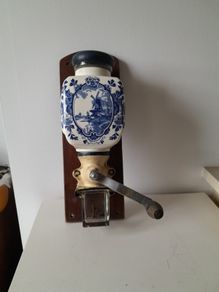 Vintage Delft Blue Wall Mounted Coffee Grinder