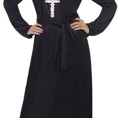 Nun Costume, Black with Dress, Belt & Headdress, Saints and Sinners Fancy Dress, Nun Dress Up Costumes