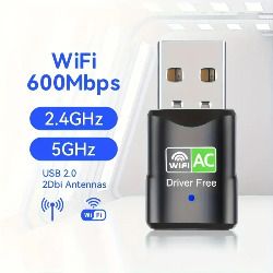 Plug & Play USB Wireless Network Adapter - 5G Dual Band, 600m WiFi Receiver for PCs and Laptops, Compatible with XP/Win7/8/8.1/10/11 Systems