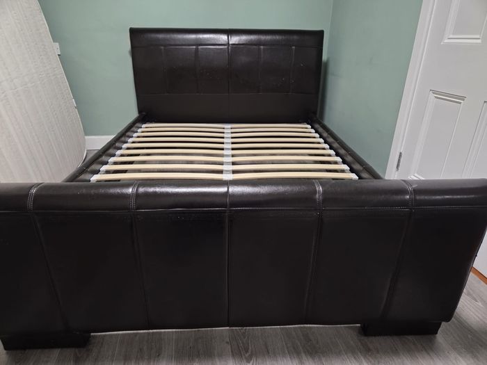 leatherette double bed frame