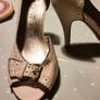 Ladies New look, cream high heel shoes Image 3