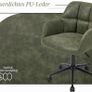 Office Chair PU Leather 360 Rotatable Height Adjustable Green Image 4