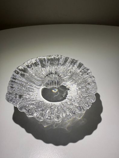 Daum France Crystal Candle Holders. Pair of Mid Century French Art Glass