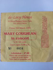 MARY COUGHLAN In Concert de-Lacy House Oliver Plunkett Street, Cork Friday 9th March 1990.