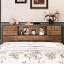 King Size Bed Headboard with Storage, Freestanding Headboard with 4 Fabric Drawers & Shelves, Adjustable Bed Frame Connectors, Bedroom Bookcase Headboard Image 8