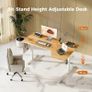 L-Shaped Electric Standing Desk, 160cm Height Adjustable Sit-Stand Desk for Home Office, Ergonomic Computer Desk with Spliced Board, Light Brown Image 3