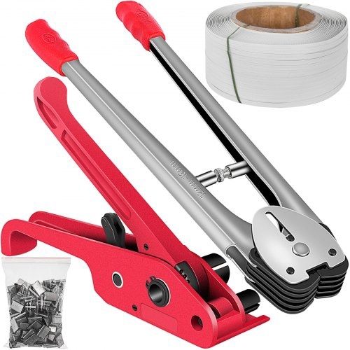 Manual Pallet Strapping Banding Kit, PET/PP Manual Strapping Tools Packing Machine 1000M Hand Strapping, Tensioner & Sealer for 12mm Strapping