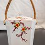 Vintage Kireina Japanese Porcelain Biscuit Barrel with Wicker Handle Image 3