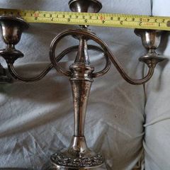 a matching pair of traditional three light candlelabras silver plated