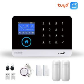 Wireless WIFI GSM Home Security Mobile Phone Alarm System For Tuya Smart Life APP With Motion Sensor Detector Compatible With Alexa & Google