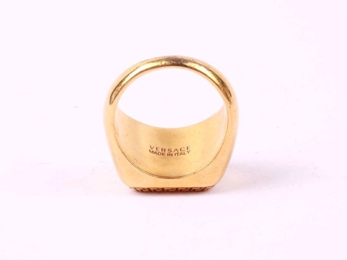 Authentic Vintage Designer Versace Medusa Head Signet Men's Ring Gold Tone EU 65