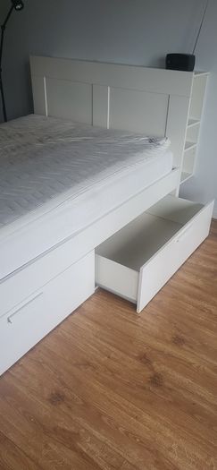 IKEA BRIMNES Standard Double Bed Frame + Storage Headboard + Sultan Mattress