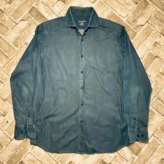 Massimo Dutti Indigo Shirt Mens Long Sleeve Shirt Size Medium