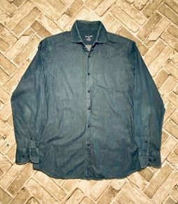 Massimo Dutti Indigo Shirt Mens Long Sleeve Shirt Size Medium