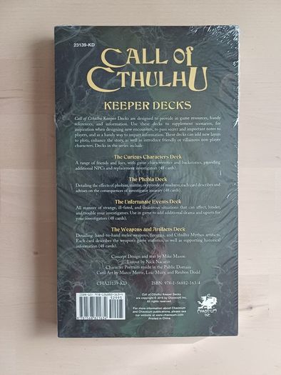 Call of Cthulhu Keeper Decks Tabletop RPG Accessory 2016 NEW SEALED