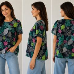 Women's Floral Print Top  Relaxed Fit