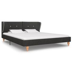 Bed Frame Dark Grey Burlap 150x200 cm
