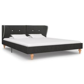 Bed Frame Dark Grey Burlap 150x200 cm