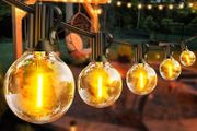 Festoon Lights Outdoor Mains Powered - 33Ft 10m G40 Garden String Lights with Shatterproof LED Bulbs Waterproof for Outside Patio Gazebo Pergola Backyard (FREE POSTAGE)