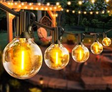 Festoon Lights Outdoor Mains Powered - 33Ft 10m G40 Garden String Lights with Shatterproof LED Bulbs Waterproof for Outside Patio Gazebo Pergola Backyard (FREE POSTAGE)
