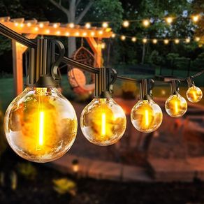 Festoon Lights Outdoor Mains Powered - 33Ft 10m G40 Garden String Lights with Shatterproof LED Bulbs Waterproof for Outside Patio Gazebo Pergola Backyard (FREE POSTAGE)