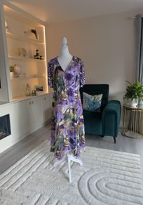 Satin Flutter Sleeve Tea Dress from Gallery