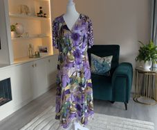 Satin Flutter Sleeve Tea Dress from Gallery