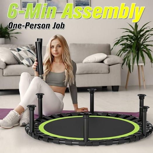 Foldable Mini Trampoline, 40''/48'' Rebounder Trampoline for Adults & Kids, 440lbs Capacity Indoor Fitness Workout Exercise Equipment'