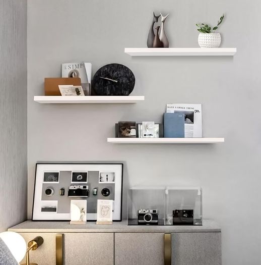 3PCS Floating Shelves,White Shelves for Wall,40cm Floating Shelf  Shelves Screw Mounted,Bookshelf Wall Shelves for Living Room Display,Bedroom,Office,Kitchen Storage
