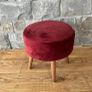 foot stool with tray top wine velvet Image 2