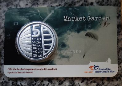 Netherlands 5 Euro Base Metals (Silver Plated) Brilliant Uncirculated Coin 2019 - Market Garden